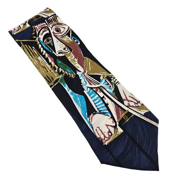Picasso Collection Mens Necktie Silk Homme Assis 1995 Faces Italy Art Fashion - Picture 1 of 10